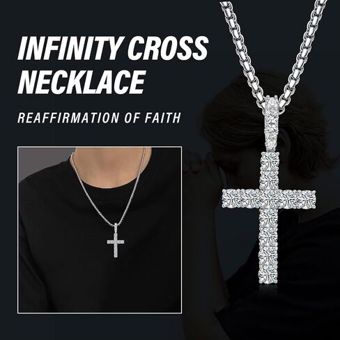 Diamond Cross Pendant for Men, Moissanite Necklace S925 Sterling Silver Pendant Charm Jewelry for Boyfriend Men Hiphop in Saudi Arabia