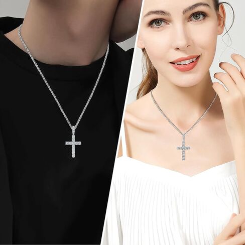 Diamond Cross Pendant for Men, Moissanite Necklace S925 Sterling Silver Pendant Charm Jewelry for Boyfriend Men Hiphop in Saudi Arabia