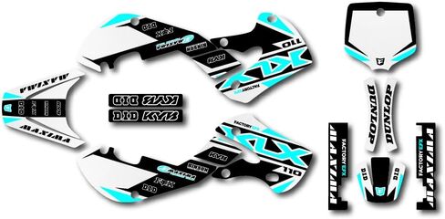 Cyan Shift Graphics fit 00-09 Kawasaki KLX 110 Graphic Kit Sticker KLX110 in Saudi Arabia