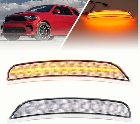 LED Side Marker Light Replacement for 2021 2022 2023 2024 Dod'ge Durango Super Bright Xenon White Full LED Front Bumper Fender Sidemarker Lamp Kit Left & Right OEM 68476818AA Smoked Lens in Saudi Arabia