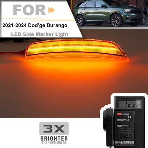 LED Side Marker Light Replacement for 2021 2022 2023 2024 Dod'ge Durango Super Bright Xenon White Full LED Front Bumper Fender Sidemarker Lamp Kit Left & Right OEM 68476818AA Smoked Lens in Saudi Arabia