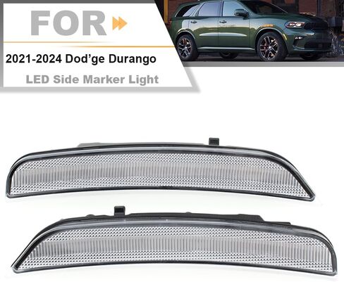 LED Side Marker Light Replacement for 2021 2022 2023 2024 Dod'ge Durango Super Bright Xenon White Full LED Front Bumper Fender Sidemarker Lamp Kit Left & Right OEM 68476818AA Smoked Lens in Saudi Arabia