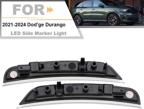 LED Side Marker Light Replacement for 2021 2022 2023 2024 Dod'ge Durango Super Bright Xenon White Full LED Front Bumper Fender Sidemarker Lamp Kit Left & Right OEM 68476818AA Smoked Lens in Saudi Arabia