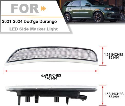 LED Side Marker Light Replacement for 2021 2022 2023 2024 Dod'ge Durango Super Bright Xenon White Full LED Front Bumper Fender Sidemarker Lamp Kit Left & Right OEM 68476818AA Smoked Lens in Saudi Arabia