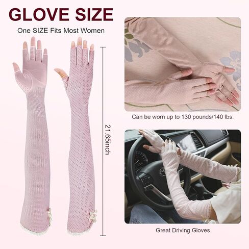 2 Pairs Women UV Sun Protection Driving Gloves, Long Open Fingertips Protective Gloves for Outdoor Sports Summer Supplies in Saudi Arabia