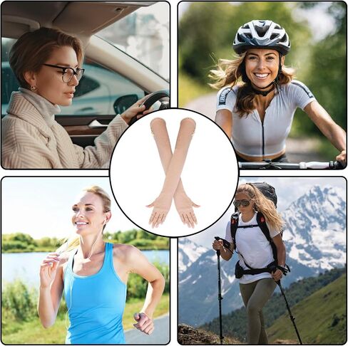 2 Pairs Women UV Sun Protection Driving Gloves, Long Open Fingertips Protective Gloves for Outdoor Sports Summer Supplies in Saudi Arabia