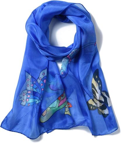 Invisible World Women's 100% Mulberry Silk Scarf Long Hand Painted Butterfly in Saudi Arabia