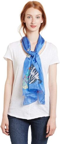 Invisible World Women's 100% Mulberry Silk Scarf Long Hand Painted Butterfly in Saudi Arabia