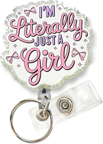 Glitter Badge Reel - Happy Cloud Retractable ID - إكسسوارات ممرضة لطيفة للعمل - مثالية للمعلمين والممرضات والطلاب - مقطع تماسيح متين مع المفاتيح in Kuwait