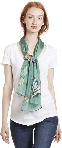 Invisible World Women's 100% Mulberry Silk Scarf Long Hand Painted Butterfly in Saudi Arabia