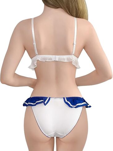 Littleforbig Women Nightwear Sexy Contrast Collar Sleeveless Backless Bikini Bra Panties Bikini Set in Saudi Arabia