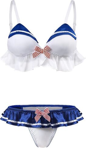 Littleforbig Women Nightwear Sexy Contrast Collar Sleeveless Backless Bikini Bra Panties Bikini Set in Saudi Arabia