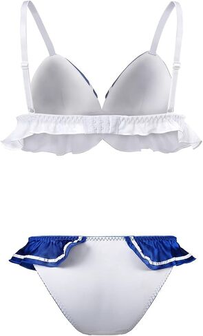 Littleforbig Women Nightwear Sexy Contrast Collar Sleeveless Backless Bikini Bra Panties Bikini Set in Saudi Arabia