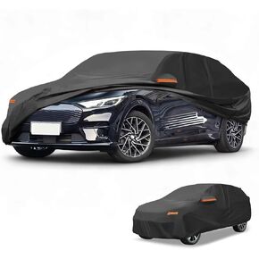 Car Cover Waterproof All Weather Sun Rain Protection Full Exterior Cover for Ford for Mustang Mach E 190T-PU Black with Left Side Zippers in Kuwait
