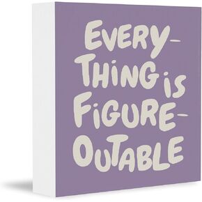Inspirational Purple Office Decor, Every Thing is Figure Outable Motivational Office Accessories Wooden Box Sign, Inspirational Gifts for Women, Men Wall Desk Shelf Tabletop Decoration 5x5In in Kuwait