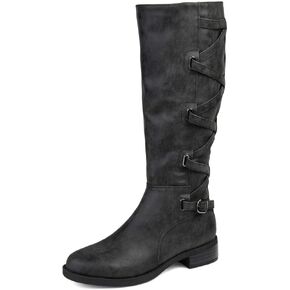 Journee Womens Carly Extra Wide Calf Stacked Heel Riding Boots in Kuwait