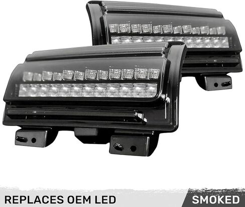 RECON - Fits 18-25 Jeep Wrangler JL & Gladiator Ultra Bright White DRL OLED Amber Scanning Switchback Turn Signals Fender Lights (Replaces OEM LED Only) (SMOKED LENS) in Saudi Arabia