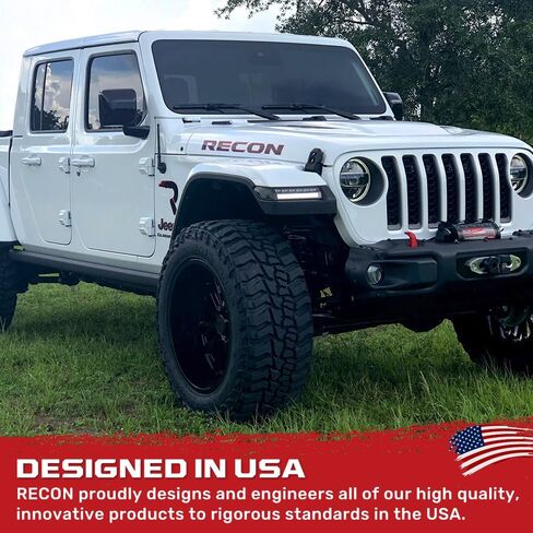 RECON - Fits 18-25 Jeep Wrangler JL & Gladiator Ultra Bright White DRL OLED Amber Scanning Switchback Turn Signals Fender Lights (Replaces OEM LED Only) (SMOKED LENS) in Saudi Arabia