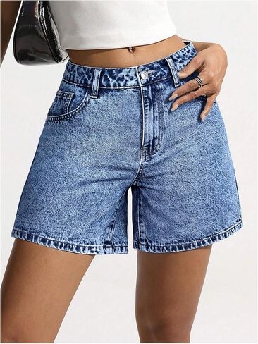 WDIRARA Women's Bow Embroidered Denim Shorts Y2k Straight Leg Jean Shorts in Saudi Arabia