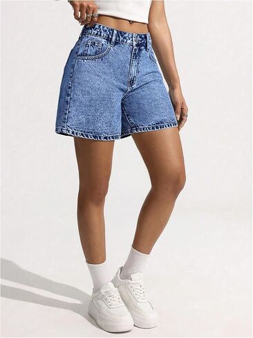 WDIRARA Women's Bow Embroidered Denim Shorts Y2k Straight Leg Jean Shorts in Saudi Arabia