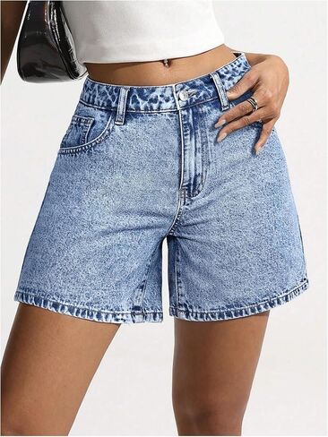 WDIRARA Women's Bow Embroidered Denim Shorts Y2k Straight Leg Jean Shorts in Saudi Arabia