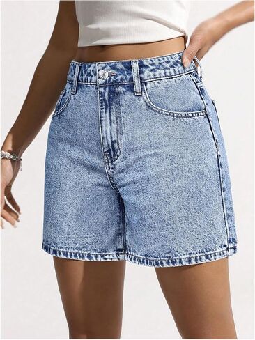 WDIRARA Women's Bow Embroidered Denim Shorts Y2k Straight Leg Jean Shorts in Saudi Arabia