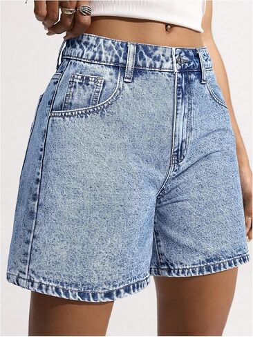 WDIRARA Women's Bow Embroidered Denim Shorts Y2k Straight Leg Jean Shorts in Saudi Arabia