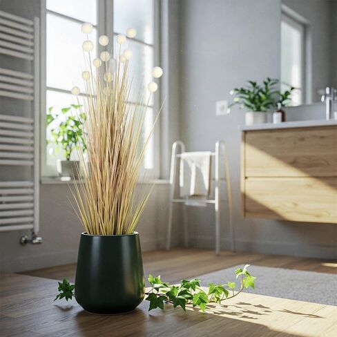 Kol 4ft الأعشاب الاصطناعية ذيل الحصان ، العشب Pompom Faux ، 47in POM POM PLANT في وعاء ، ديكور حديقة الزفاف في المكتب المنزلي ، نباتات الأرضية الداخلية في الهواء الطلق ، هدية المنزل in Kuwait