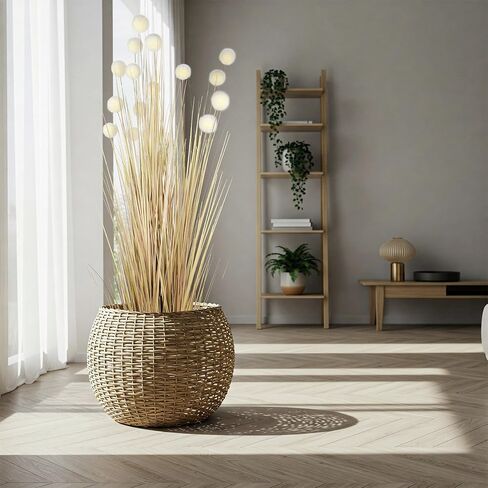 Kol 4ft الأعشاب الاصطناعية ذيل الحصان ، العشب Pompom Faux ، 47in POM POM PLANT في وعاء ، ديكور حديقة الزفاف في المكتب المنزلي ، نباتات الأرضية الداخلية في الهواء الطلق ، هدية المنزل in Kuwait