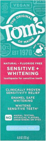 معجون أسنان تومز أوف ماين الحساس + المبيض الخالي من الفلورايد، 4.0 أونصة in Kuwait