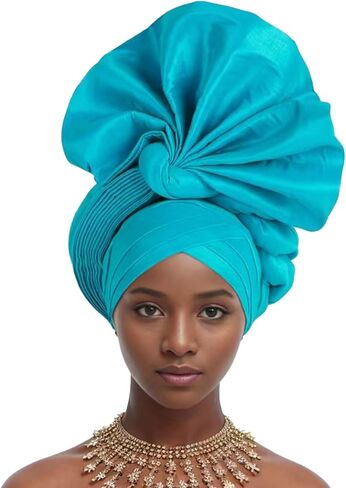 Nigerian Luxury Headtie, African Headtie WomenWrap Turban Cap Auto Gele Headgear For Party in Kuwait