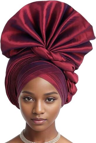 Nigerian Luxury Headtie, African Headtie WomenWrap Turban Cap Auto Gele Headgear For Party in Kuwait