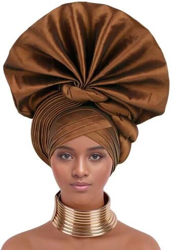 Nigerian Luxury Headtie, African Headtie WomenWrap Turban Cap Auto Gele Headgear For Party in Kuwait