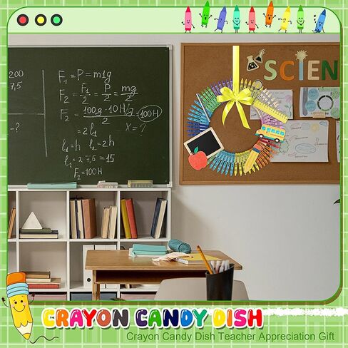 Sherr 11.8 Inch Teacher Appreciation Gifts Handmade Crayon Wreath First Day of School Back to School Ornaments Teacher's Day Thank You Decor Gift in Saudi Arabia