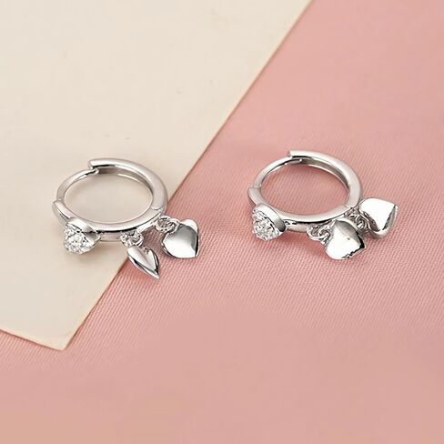 Lovecom 925 Sterling Silver Heart Dangling أقراط للنساء 14K Gold مطلي بذيفة CZ Hearts Charm Huggie Hoop أقراط لابنة عيد ميلاد هدايا مجوهرات الزفاف in Kuwait