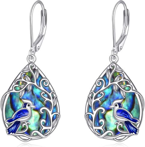 Blue Jay Earrings Sterling Silver Blue Jay Leverback Bird Jewelry Gifts for Bird Lover in Saudi Arabia