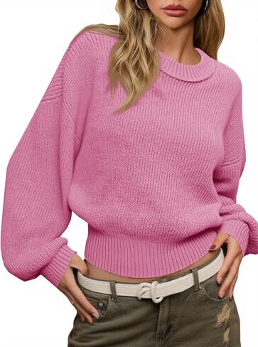 Saodimallsu Womens Batwing Long Sleeve Sweaters Casual Crewneck Loose Chunky Knit Fall Pullover Tops in Saudi Arabia