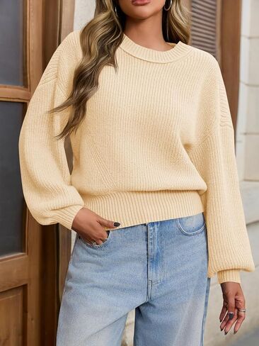 Saodimallsu Womens Batwing Long Sleeve Sweaters Casual Crewneck Loose Chunky Knit Fall Pullover Tops in Saudi Arabia
