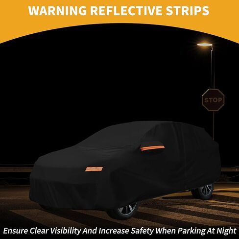 Car Cover Waterproof All Weather Sun Rain Protection Full Exterior Cover for Ford for Mustang Mach E 190T-PU Black with Left Side Zippers in Saudi Arabia