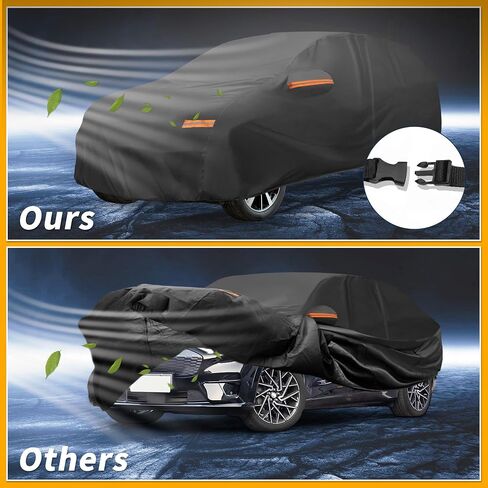 Car Cover Waterproof All Weather Sun Rain Protection Full Exterior Cover for Ford for Mustang Mach E 190T-PU Black with Left Side Zippers in Saudi Arabia