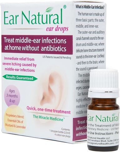 EarNatural® – Treatment for Middle-Ear Infections, Earache, Itching – Relief in Less Than a Minute - in a Single Treatment – 100% Natural Ingredients, Made in USA – US Patents Issued & Pending in Saudi Arabia