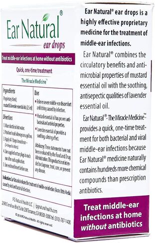 EarNatural® – Treatment for Middle-Ear Infections, Earache, Itching – Relief in Less Than a Minute - in a Single Treatment – 100% Natural Ingredients, Made in USA – US Patents Issued & Pending in Saudi Arabia