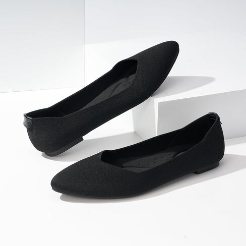 ALICEPUB Black Women's Flats Knit Ballet Flats Pointed Toe Flats Comfortable Slip On Flats Shoes Ballerina Flats Mesh Flats for Women Dress Flats Casual Work Flats Shoes, Size 10 in Saudi Arabia