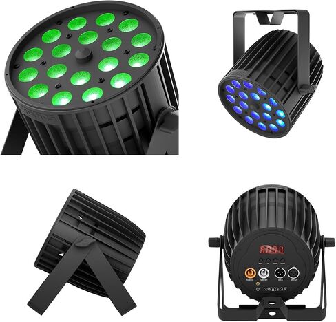 SHEHDS Zoom Par Lights LED 18x18W Wash/Strobe Effect Stage Light RGBWAP 6IN1 Uplights DMX512 الصوت المنشط RDM وظيفة DJ أضواء لعيد الميلاد ديسكو نادي حفلة رقص حفل زفاف بار in Saudi Arabia