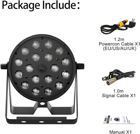 SHEHDS Zoom Par Lights LED 18x18W Wash/Strobe Effect Stage Light RGBWAP 6IN1 Uplights DMX512 الصوت المنشط RDM وظيفة DJ أضواء لعيد الميلاد ديسكو نادي حفلة رقص حفل زفاف بار in Saudi Arabia