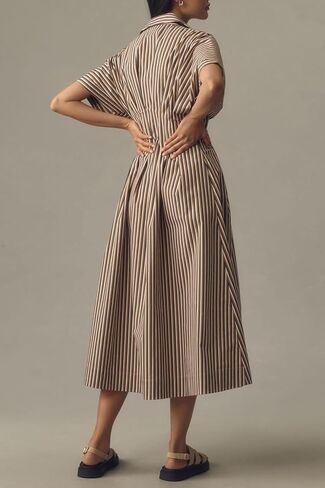 Chvity Women Stripe Tunic Maxi Shirt Dress Fashion Fashion Slim Fit Button Buttes Prات in Kuwait