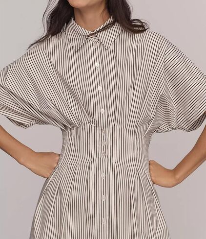 Chvity Women Stripe Tunic Maxi Shirt Dress Fashion Fashion Slim Fit Button Buttes Prات in Kuwait