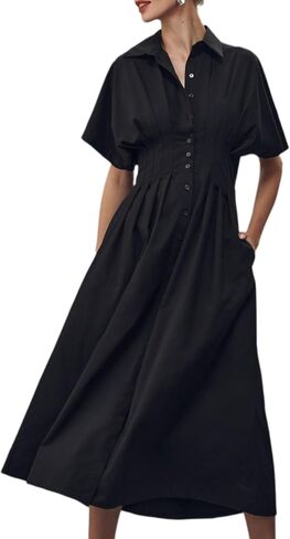 Chvity Women Stripe Tunic Maxi Shirt Dress Fashion Fashion Slim Fit Button Buttes Prات in Saudi Arabia