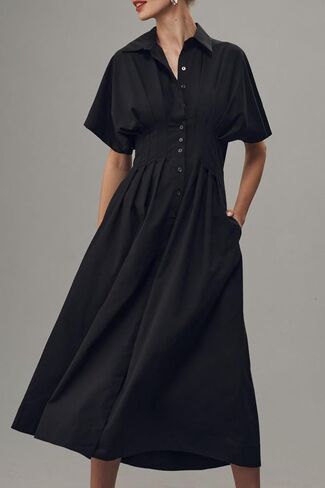 Chvity Women Stripe Tunic Maxi Shirt Dress Fashion Fashion Slim Fit Button Buttes Prات in Saudi Arabia
