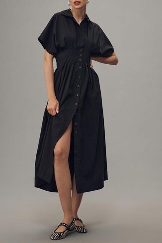 Chvity Women Stripe Tunic Maxi Shirt Dress Fashion Fashion Slim Fit Button Buttes Prات in Saudi Arabia